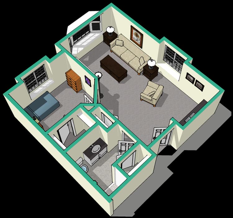 One bedroom suite floor plan